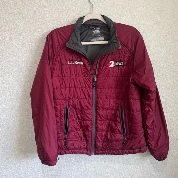 L.L. Bean Jacket Womens S Red Embroidered Primaloft Insulated Puffer Jacket - Picture 1 of 11